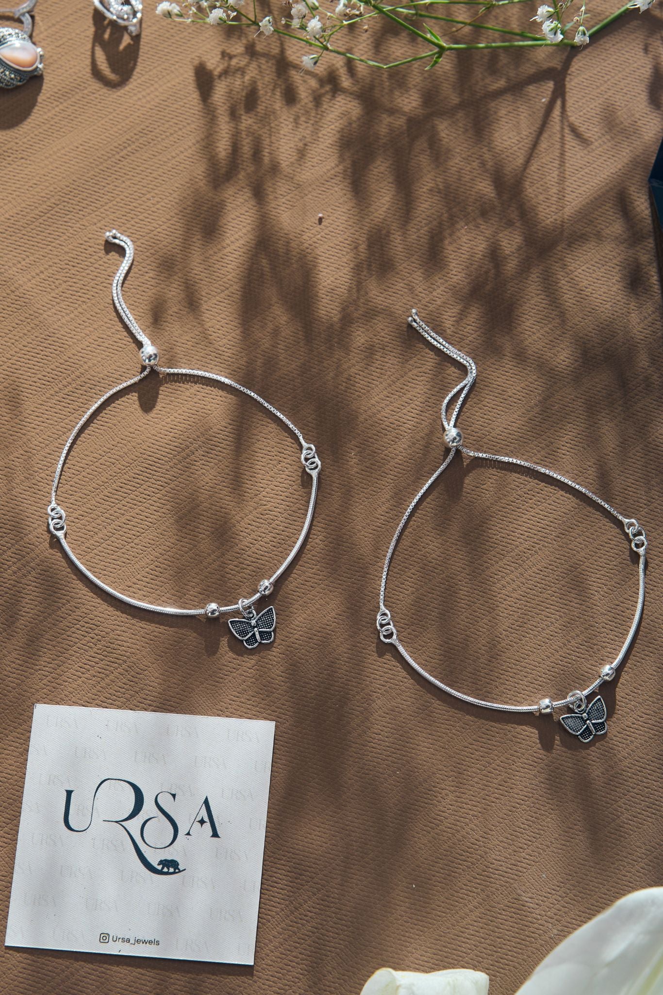 Silver Anklet Butterfly