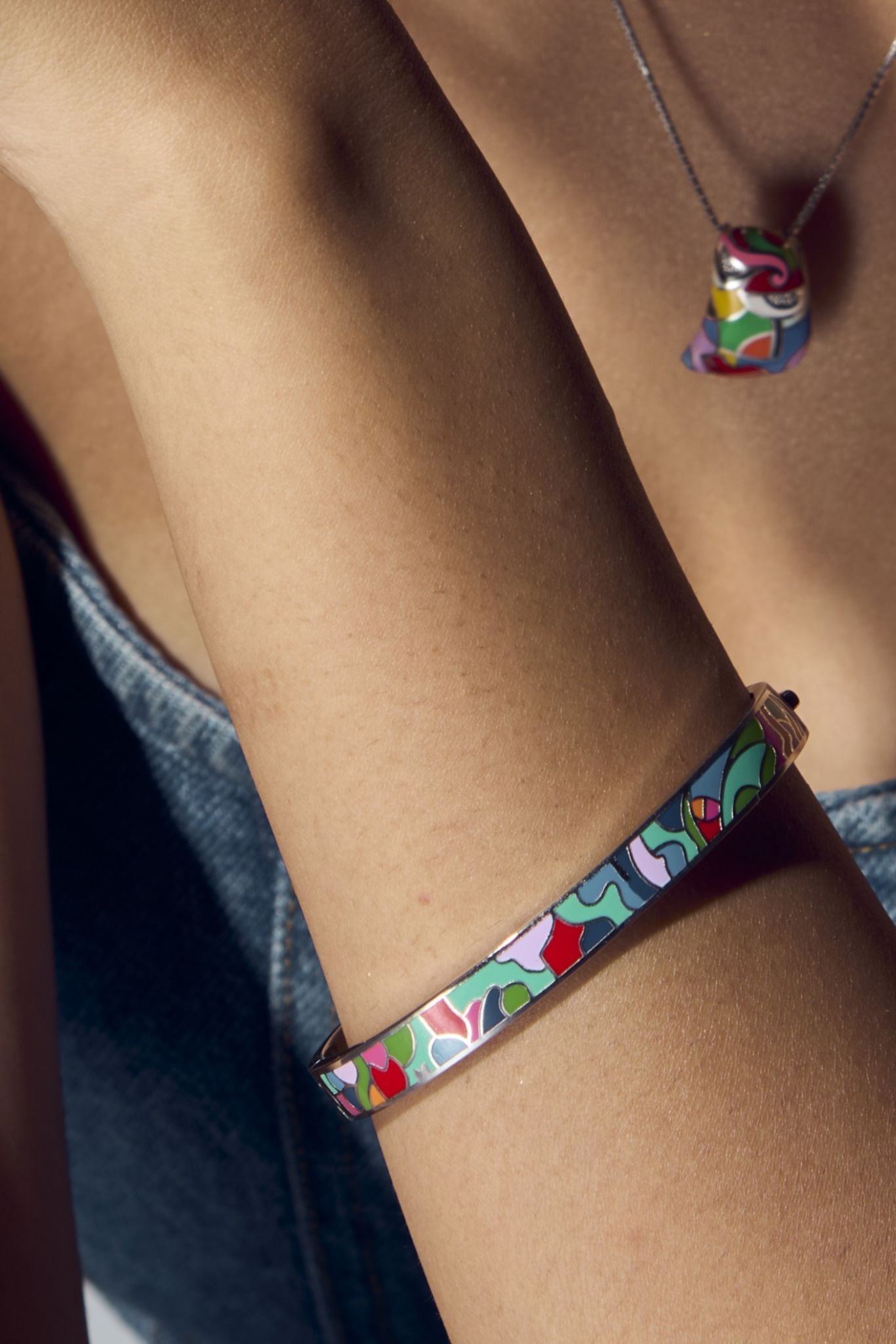 Bracelet Enamel Blue Red