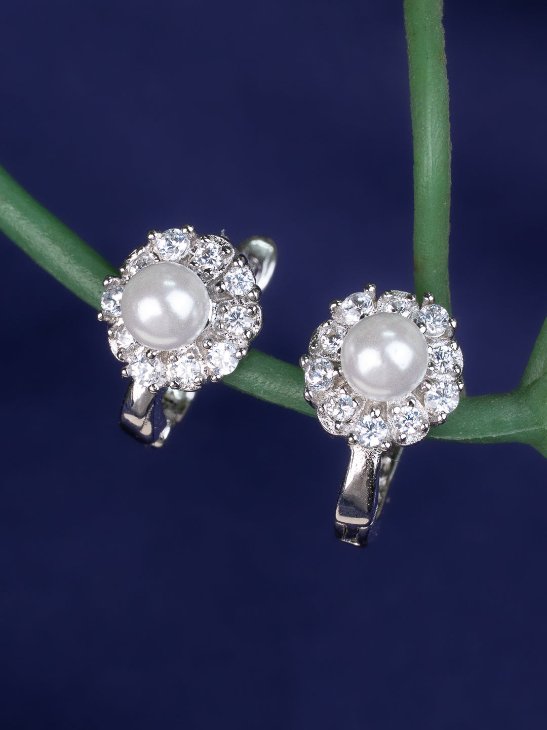 Classic Pearl Halo Huggie Earrings