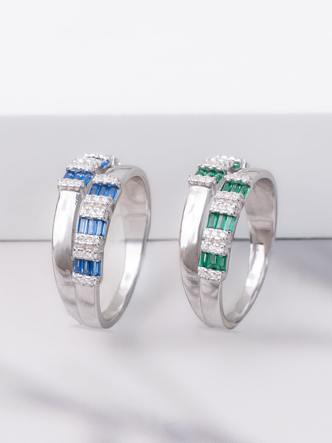 Modern Dual-Band Gemstone Ring