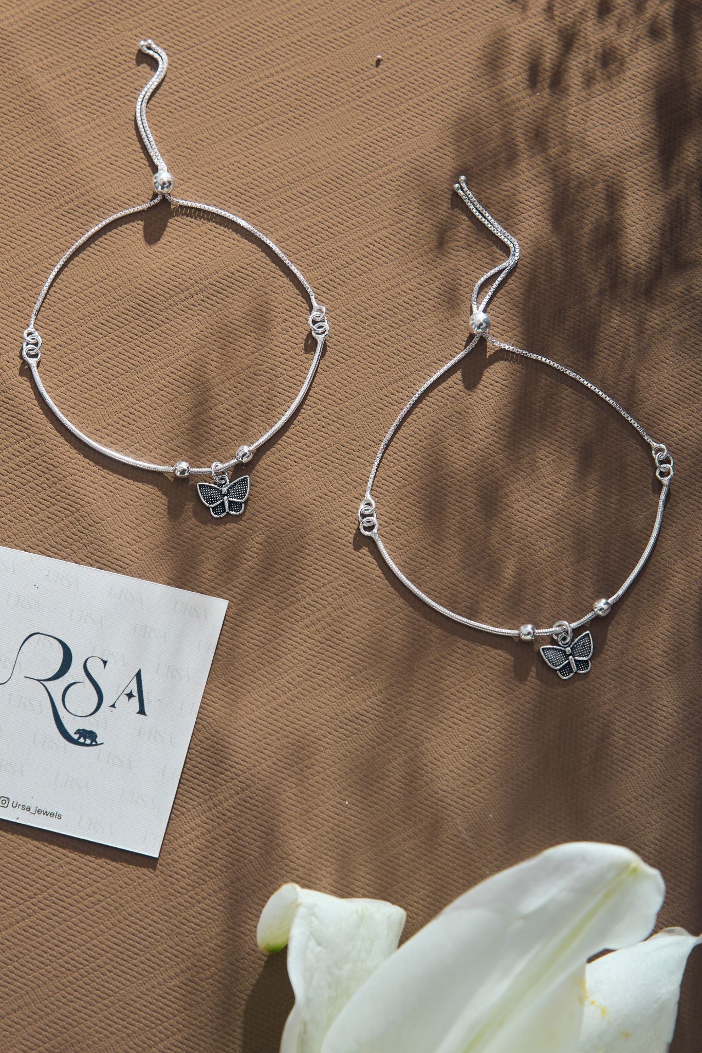 Silver Anklet Butterfly