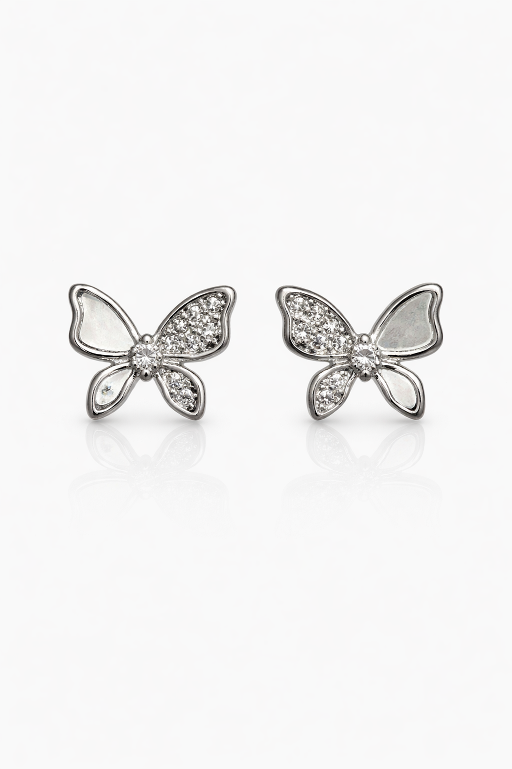 Flutter Butterfly Silver Stud Earrings
