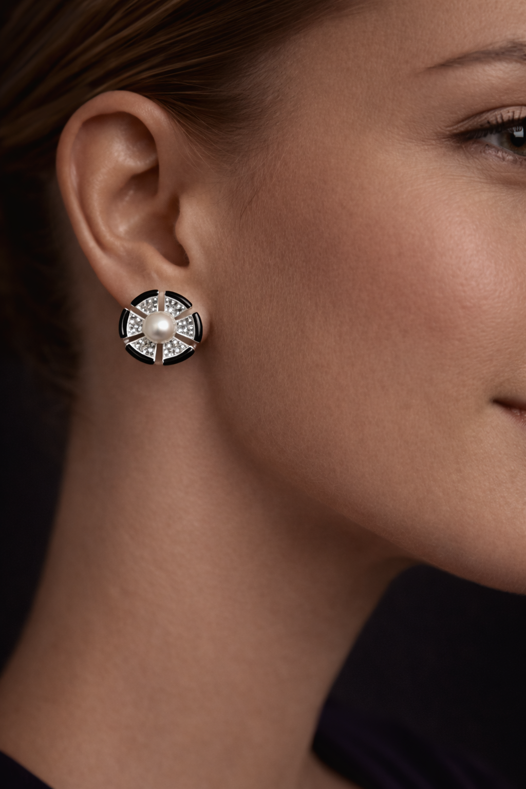 Luna Pearl Silver Stud Earrings