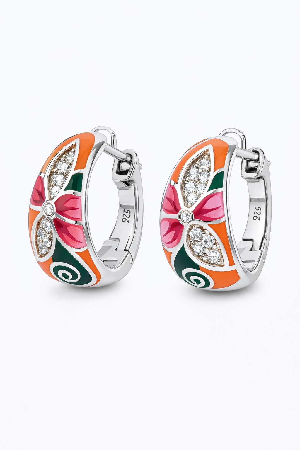 Rangoli Enamel Silver Earrings