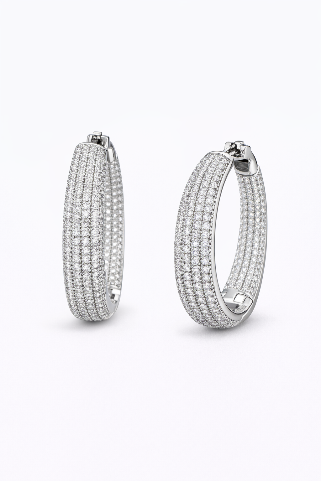 Pavé Grande Silver Hoops
