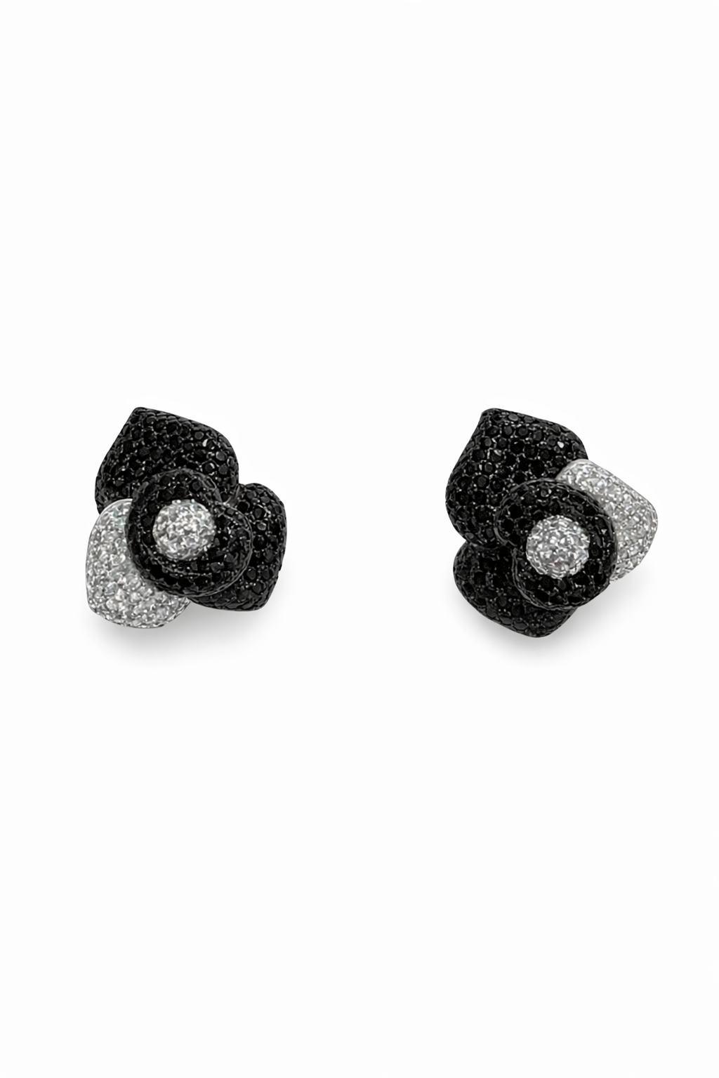 Noir Bloom Stud Silver Earrings