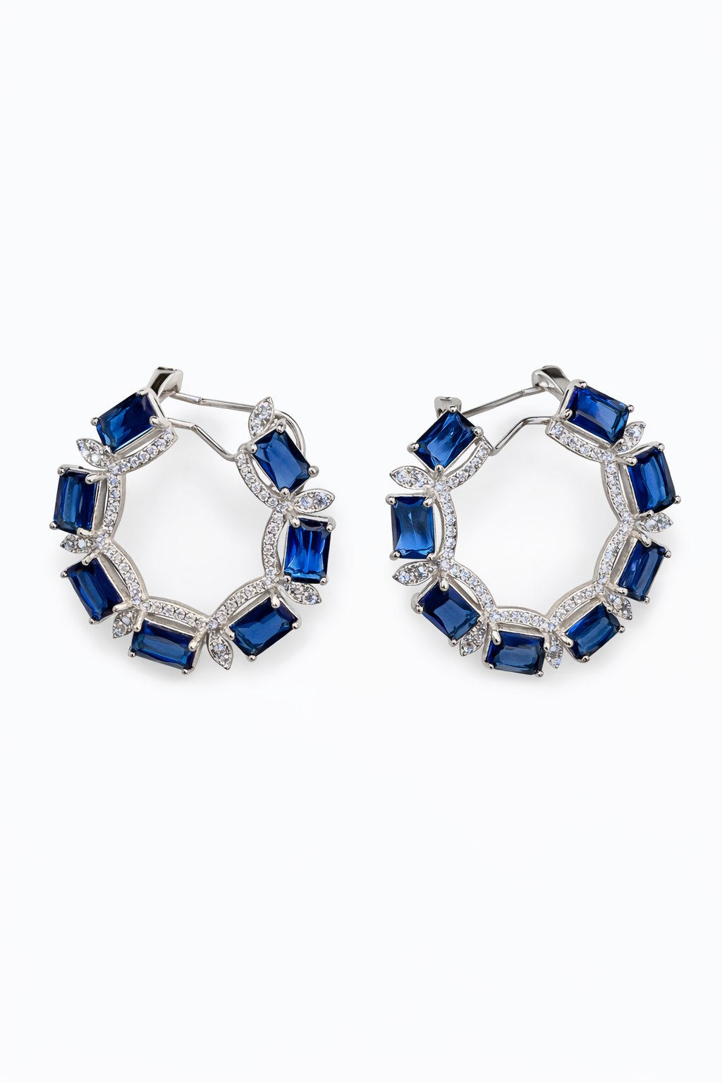 Halo Gemstone Silver Stud Earrings