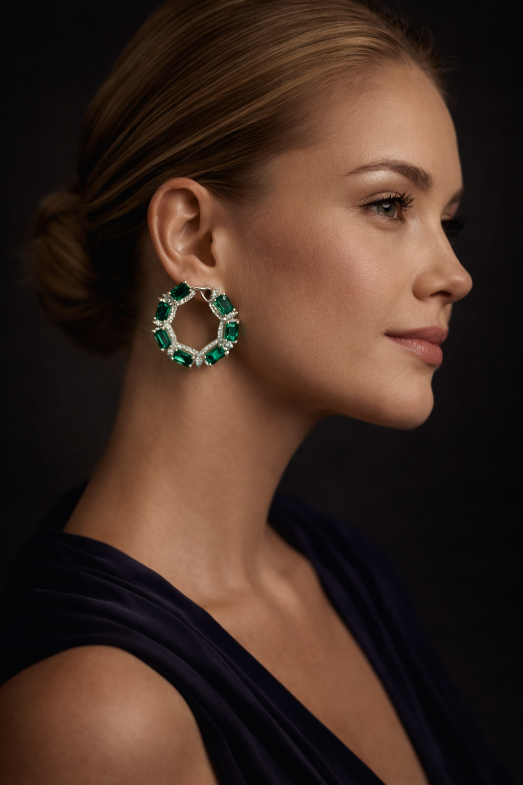 Halo Gemstone Silver Stud Earrings