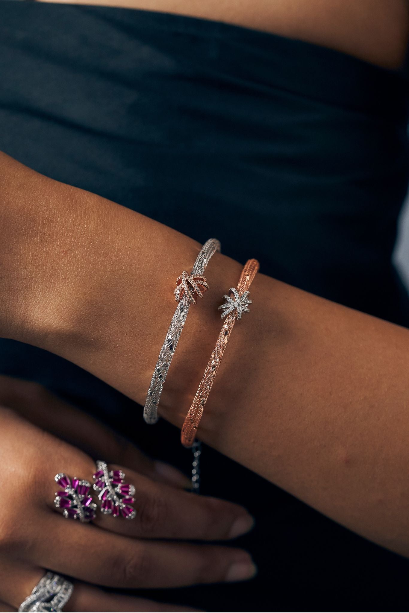 Silver Bow Motif Bracelet