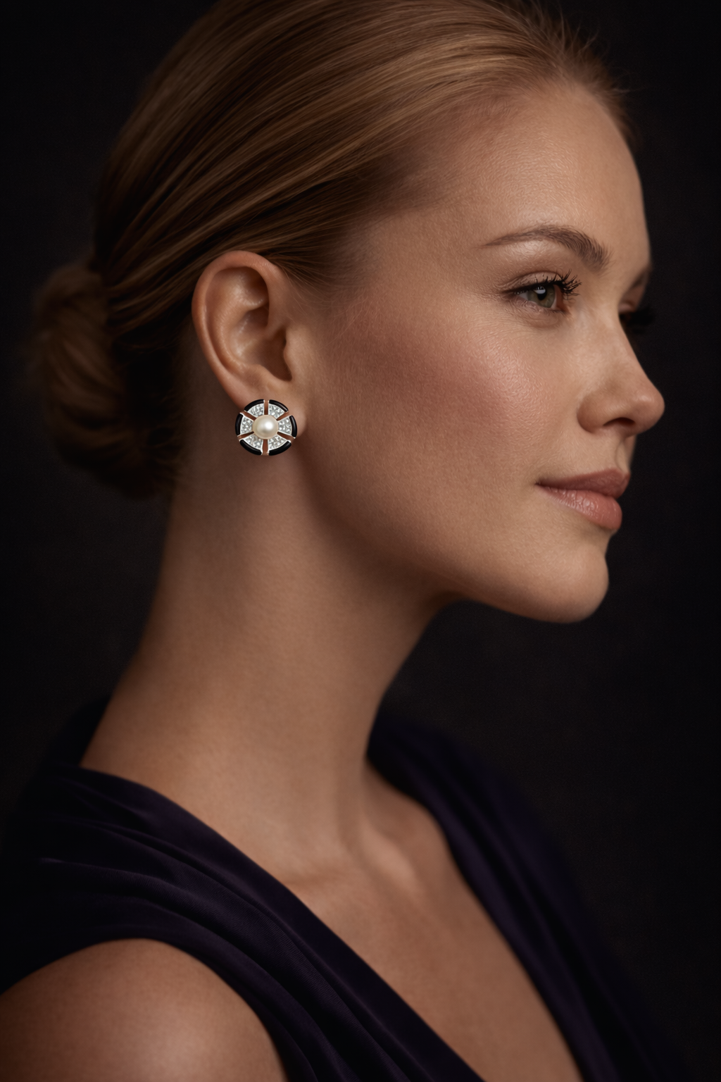Luna Pearl Silver Stud Earrings