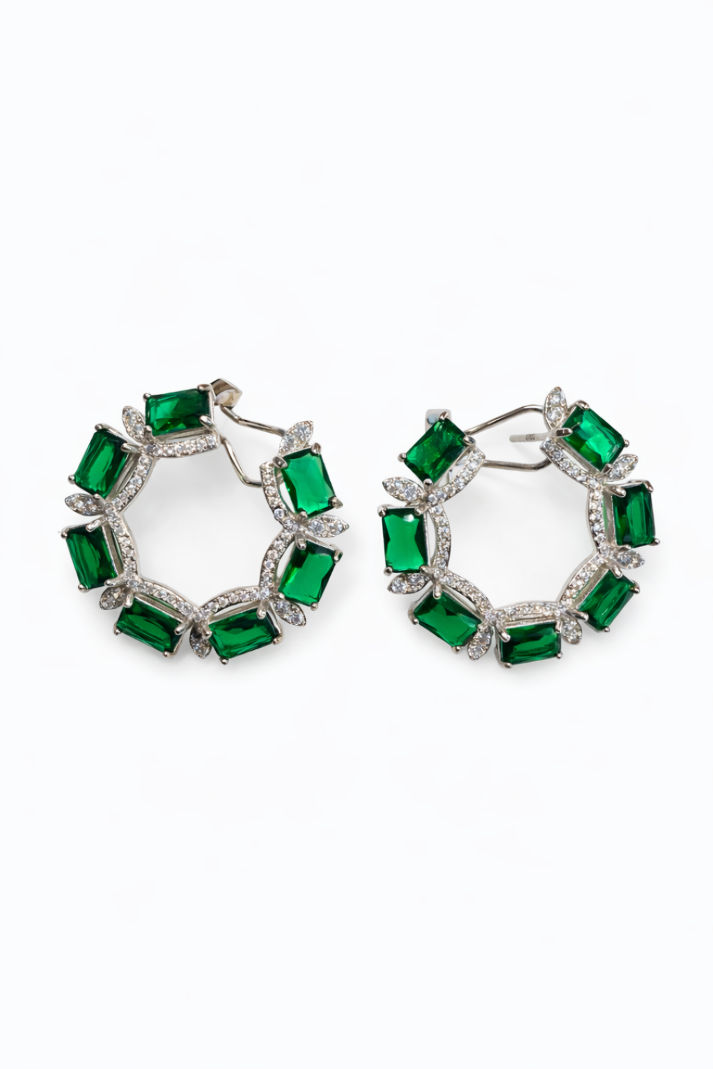 Halo Gemstone Silver Stud Earrings