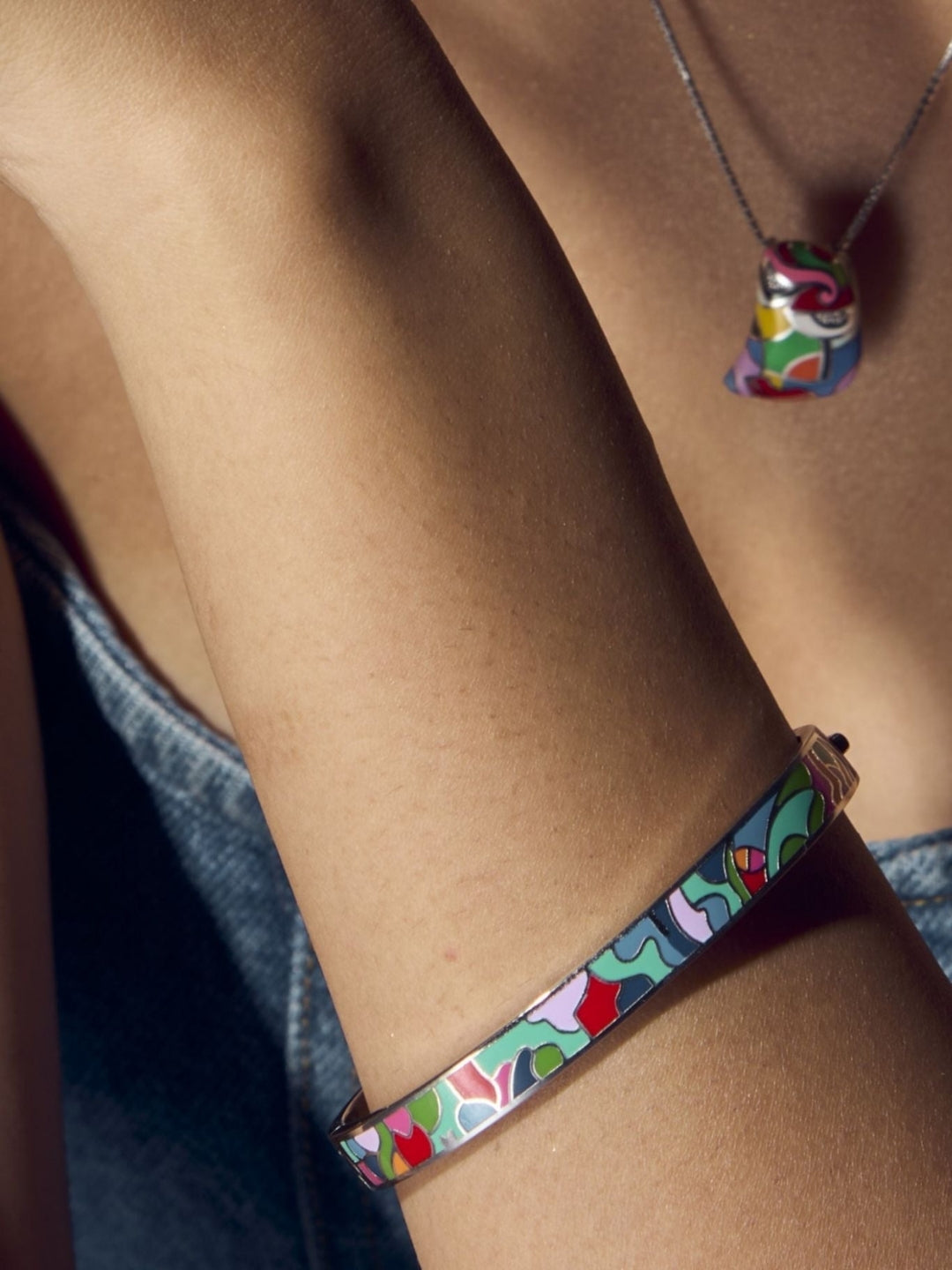 Bracelet Enamel Blue Red