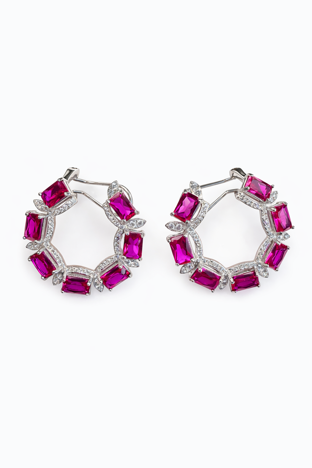 Halo Gemstone Silver Stud Earrings