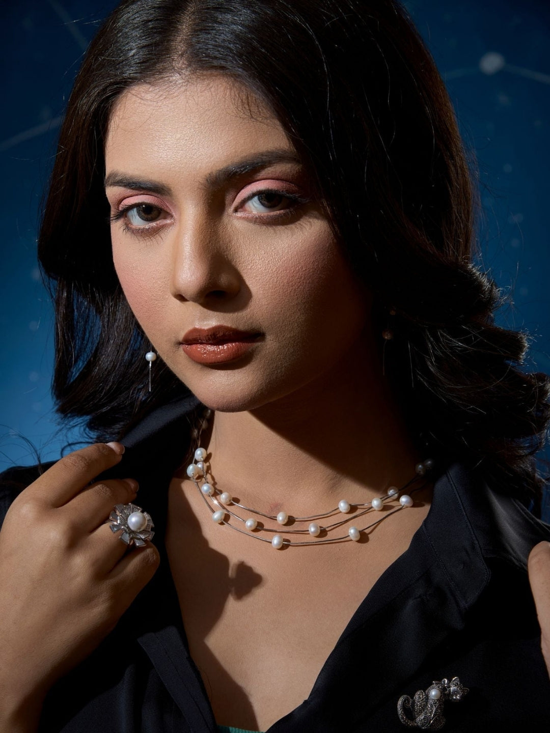 Multi Layer Silver Pearl Necklace