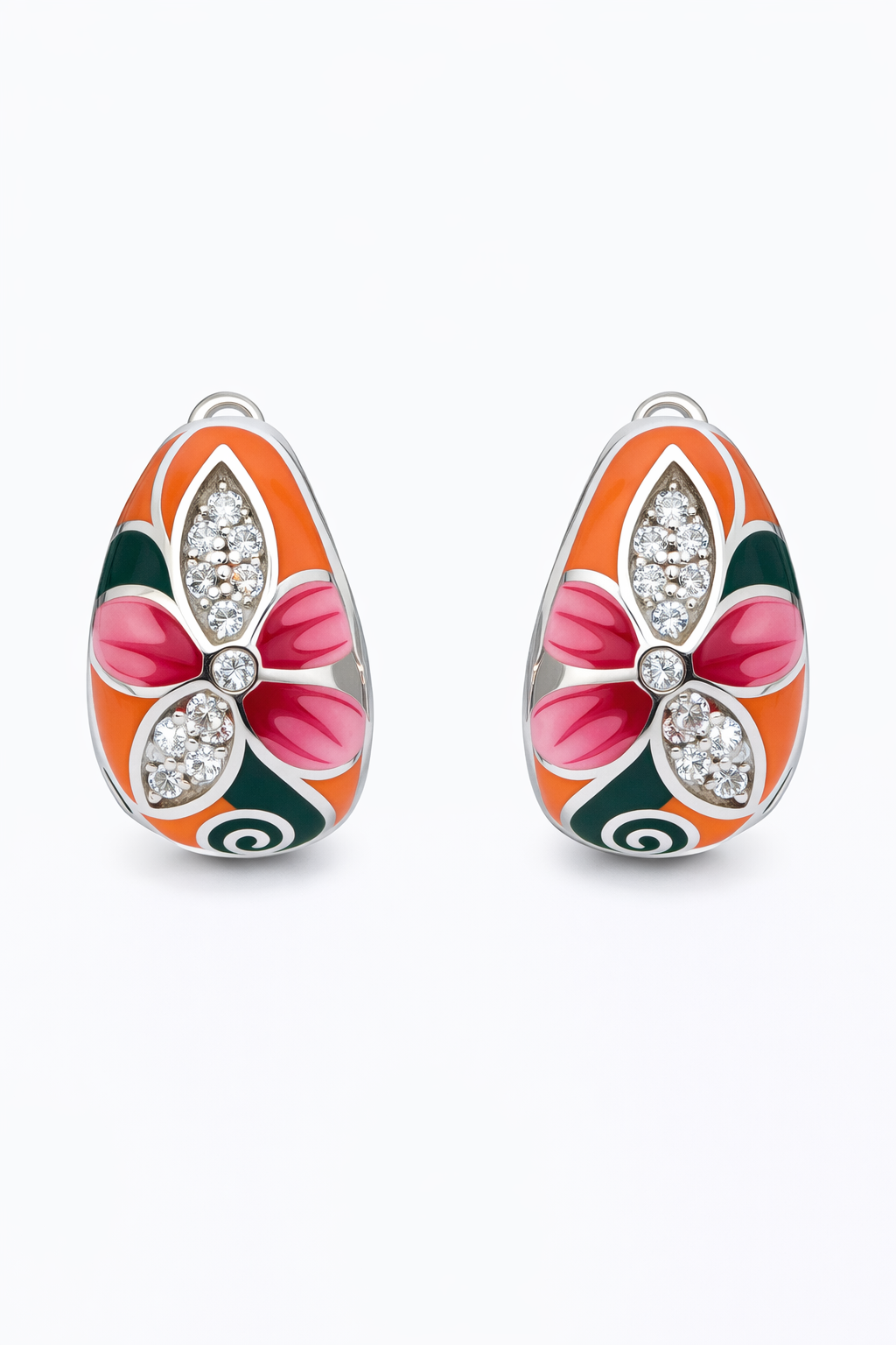 Rangoli Enamel Silver Earrings