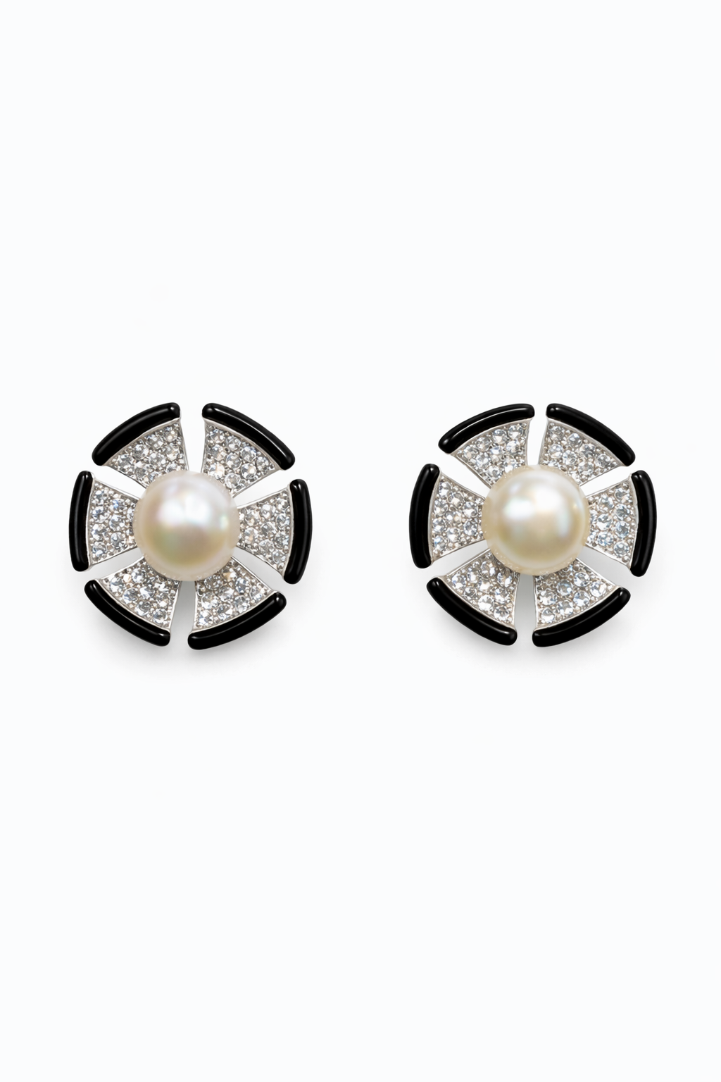 Luna Pearl Silver Stud Earrings
