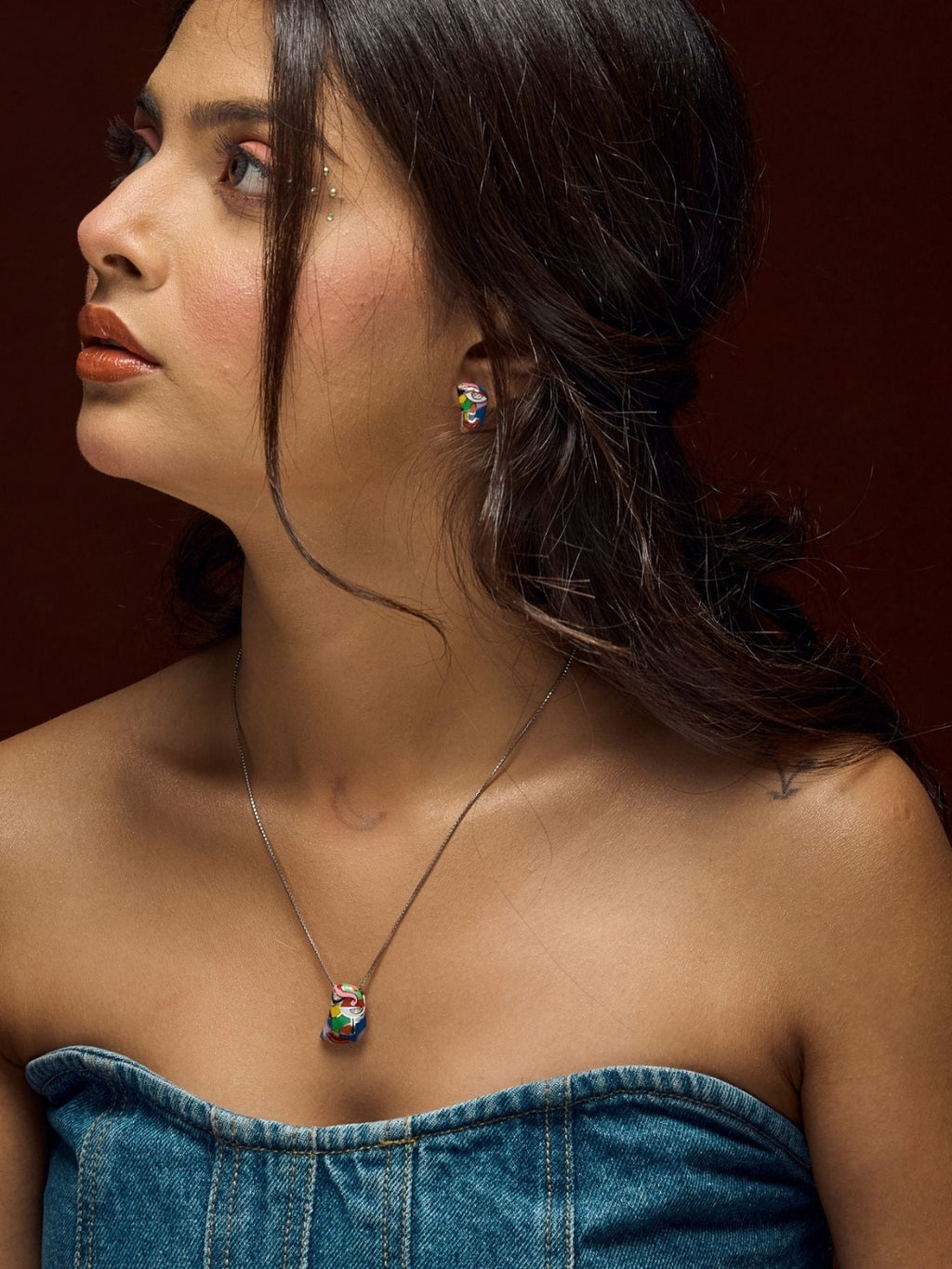 Silver Abstract Aura (earring with pendent)