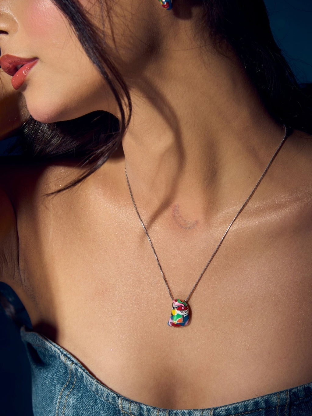 Silver Abstract Aura (earring with pendent)