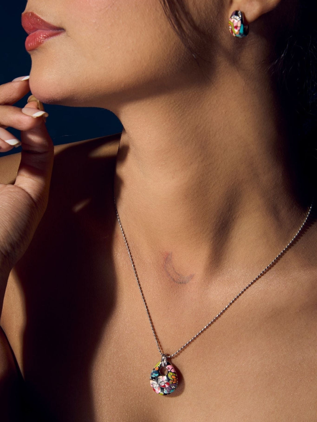 Silver Rainbow Rush (earring with pendent)