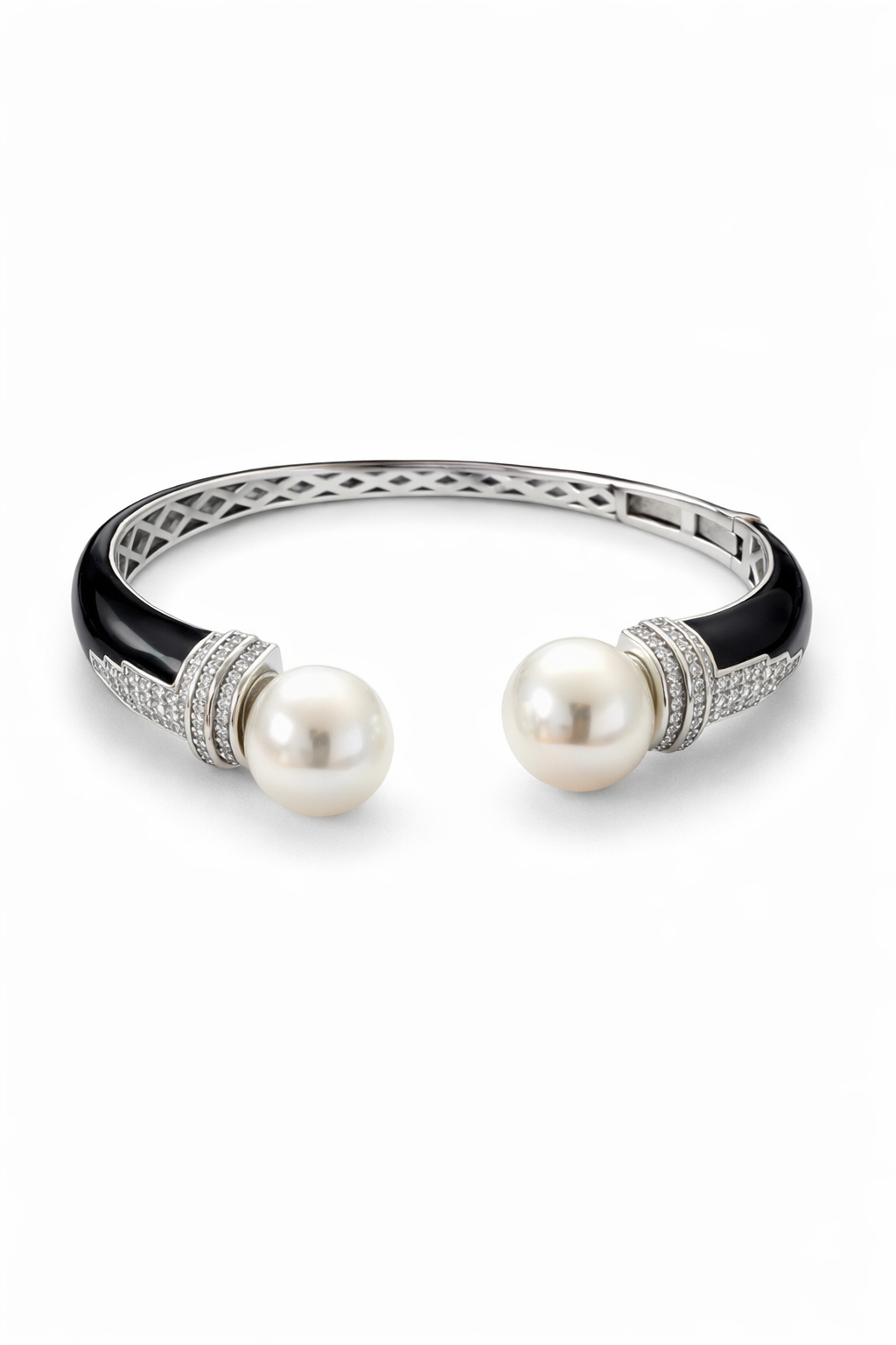 Pearl Open Cuff Silver Bracelet