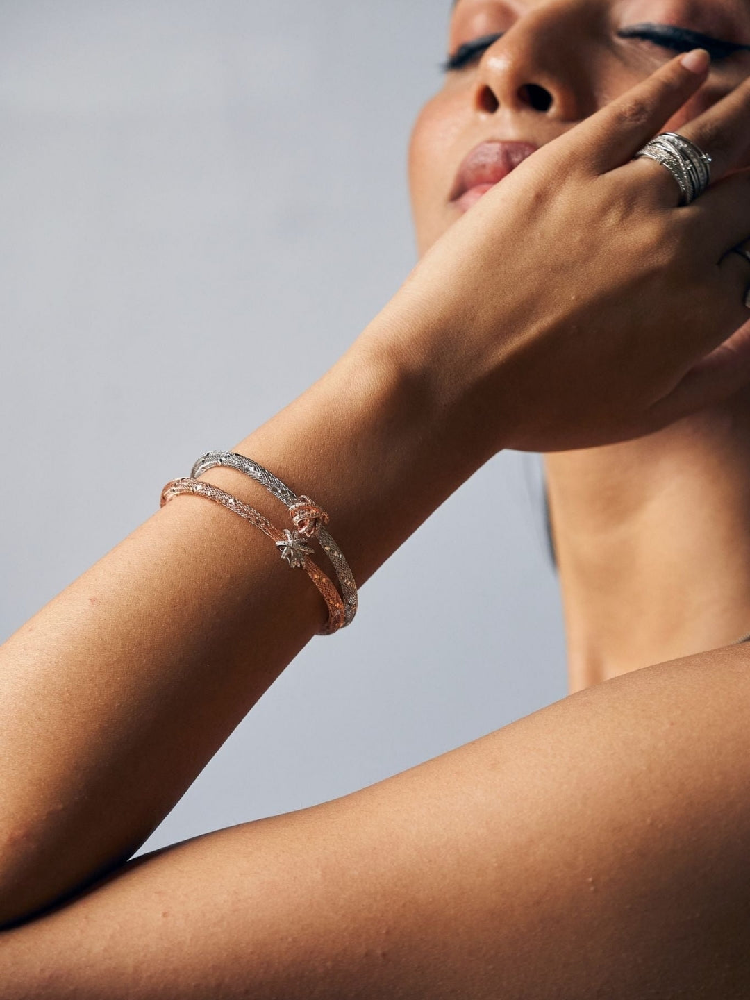 Silver Bow Motif Bracelet