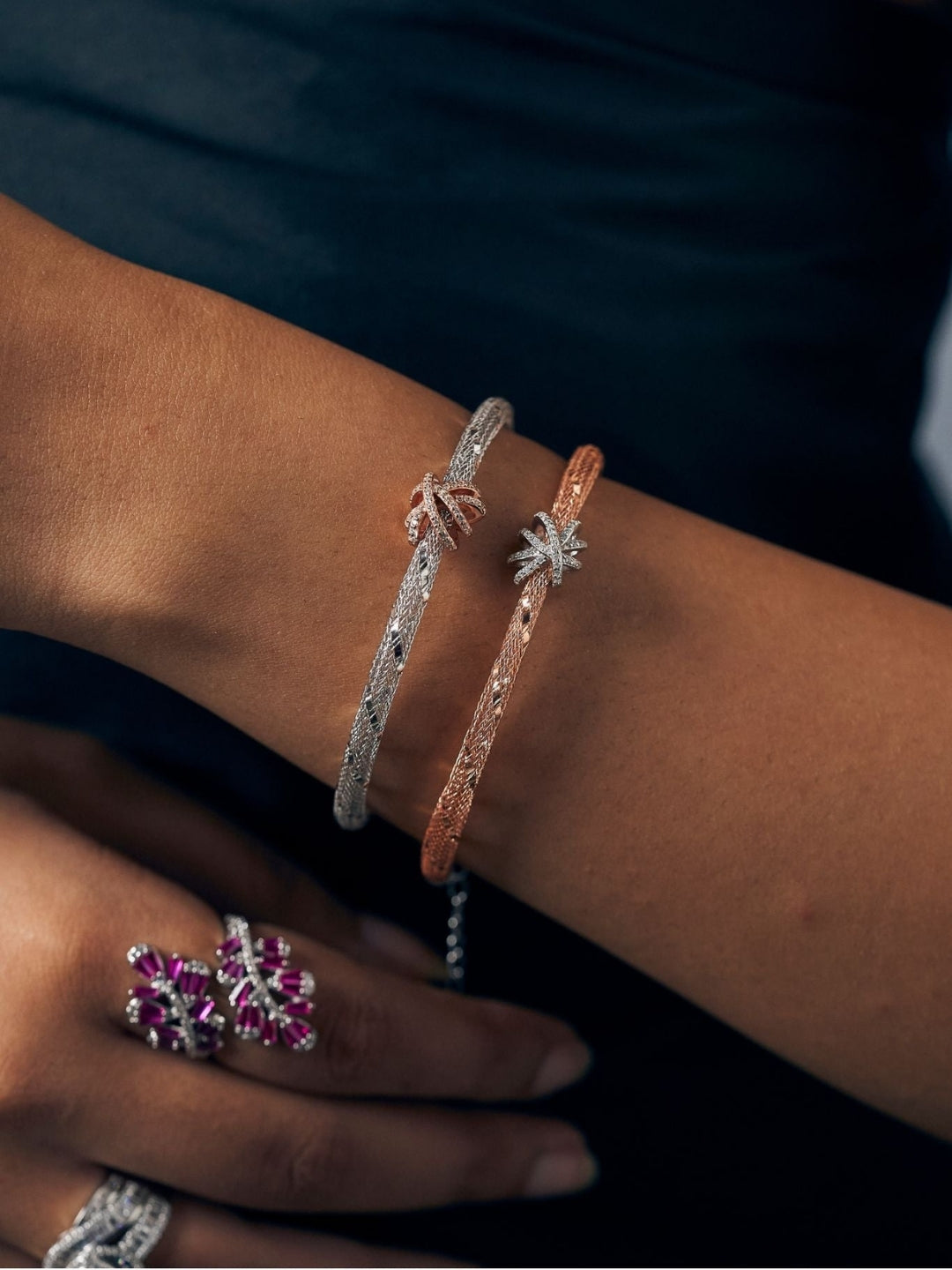 Silver Bow Motif Bracelet